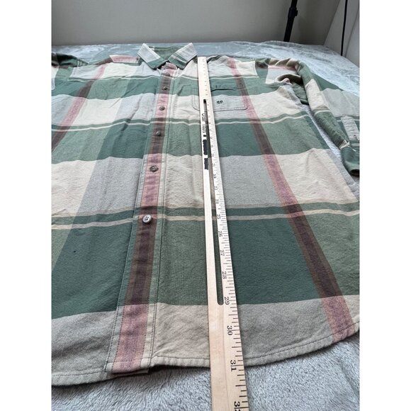 Twenty X Mens XL Green Brown Plaid Western Rodeo Ranch Hand Button-Up Shirt - Picture 5 of 8